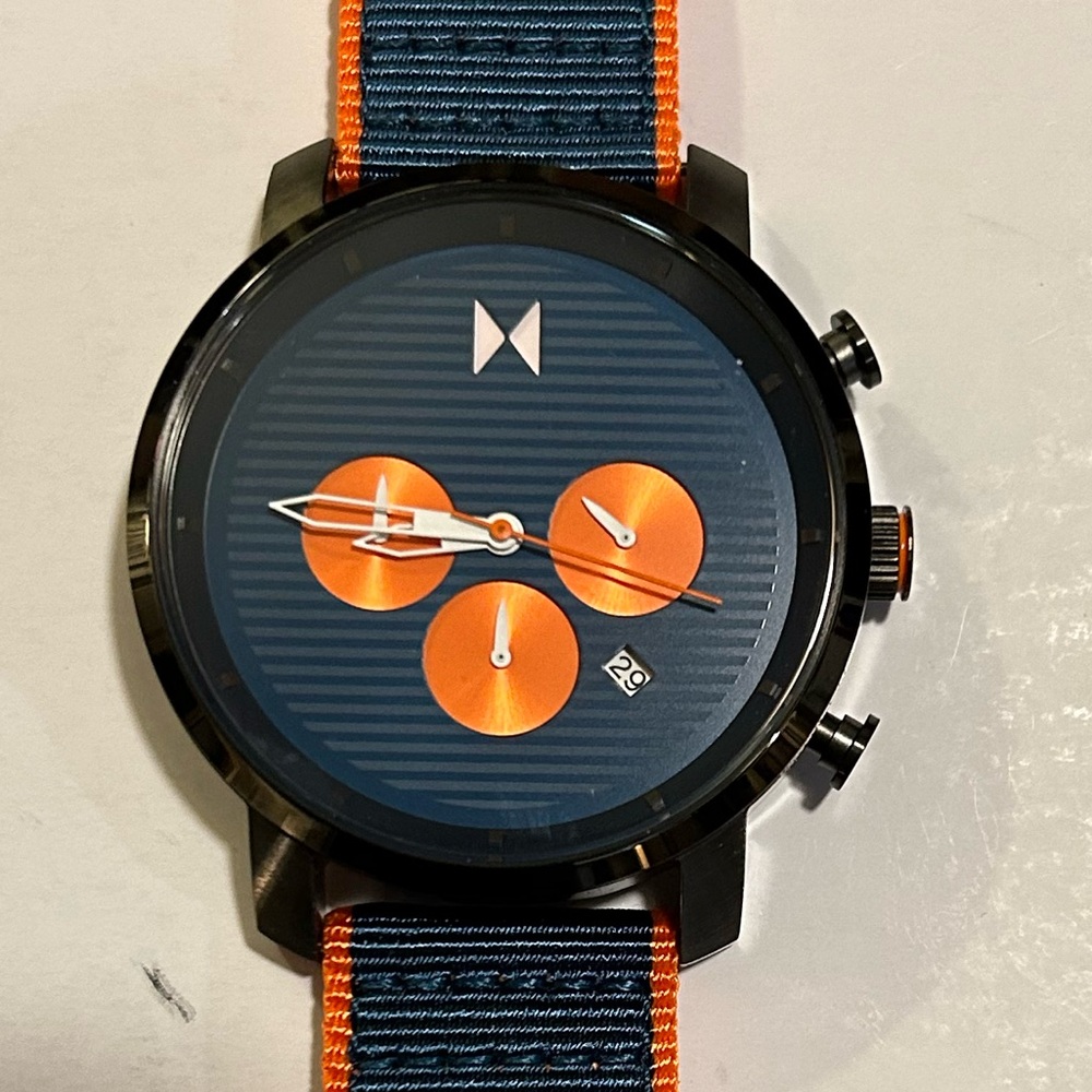 MVMT Chronograph Watch With 46mm Blue Face & Blue Fabric Band